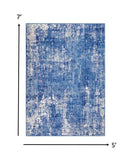 5' X 7' Blue And Ivory Abstract Dhurrie Area Rug - Homeroots - Flyclothing LLC