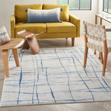 5' X 7' Blue And Ivory Abstract Dhurrie Area Rug - Homeroots - Flyclothing LLC