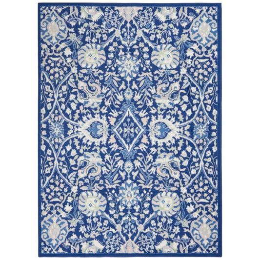 4' X 6' Navy Blue Floral Dhurrie Area Rug - Homeroots - Flyclothing LLC