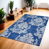 4' X 6' Blue And Ivory Floral Dhurrie Area Rug - Homeroots - Flyclothing LLC
