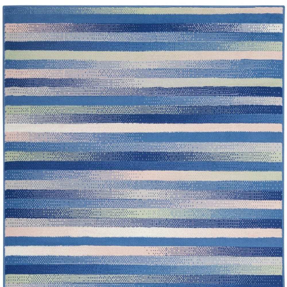 4' X 6' Blue And White Striped Dhurrie Area Rug - Homeroots - Flyclothing LLC