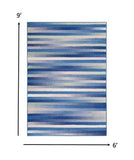6' X 9' Blue And White Striped Dhurrie Area Rug - Homeroots - Flyclothing LLC