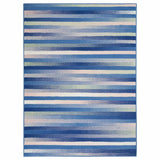 6' X 9' Blue And White Striped Dhurrie Area Rug - Homeroots - Flyclothing LLC