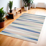 4' X 6' Navy Blue Striped Dhurrie Area Rug - Homeroots - Flyclothing LLC