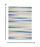 4' X 6' Navy Blue Striped Dhurrie Area Rug - Homeroots - Flyclothing LLC