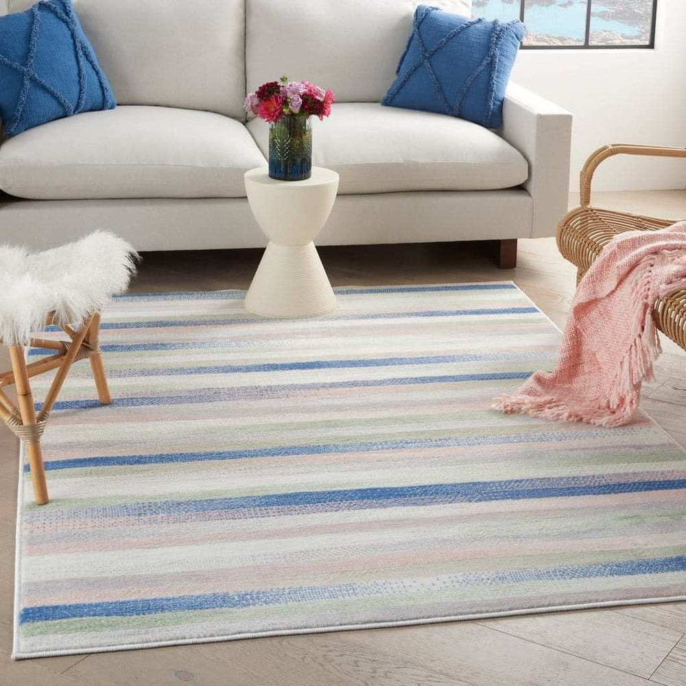 4' X 6' Navy Blue Striped Dhurrie Area Rug - Homeroots - Flyclothing LLC