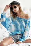 BiBi Tie Dye Hacci Top with Contrast Stitching Detail - Trendsi - Flyclothing LLC