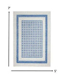 5' X 7' Navy Blue Geometric Dhurrie Area Rug - Homeroots - Flyclothing LLC