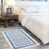 6' X 9' Navy Blue Geometric Dhurrie Area Rug - Homeroots - Flyclothing LLC