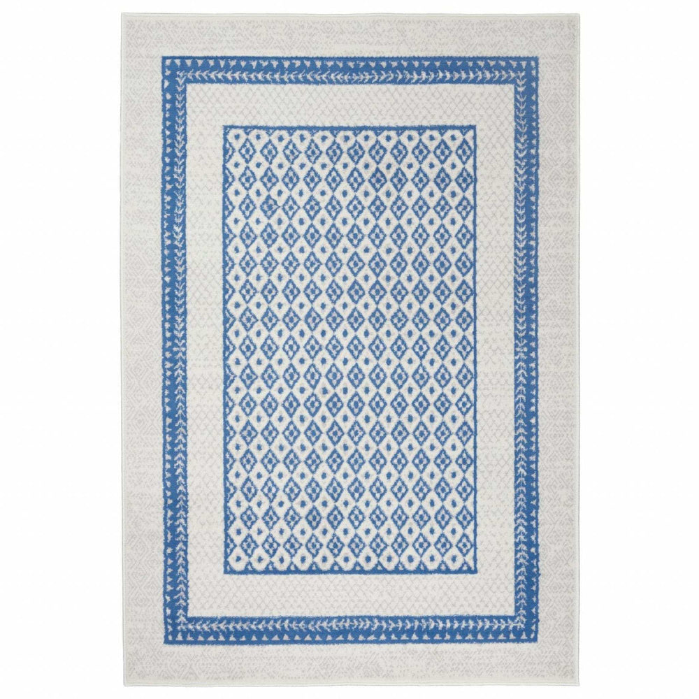 6' X 9' Navy Blue Geometric Dhurrie Area Rug - Homeroots - Flyclothing LLC
