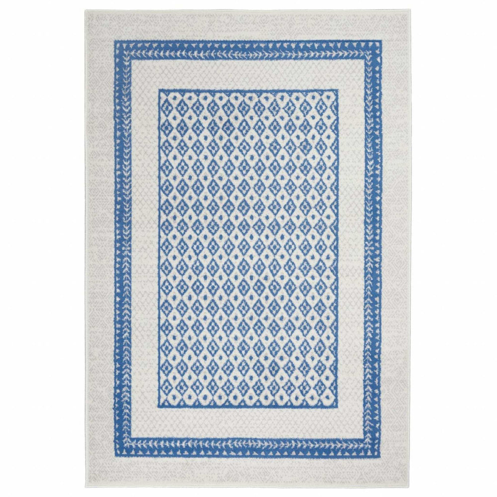 6' X 9' Navy Blue Geometric Dhurrie Area Rug - Homeroots - Flyclothing LLC
