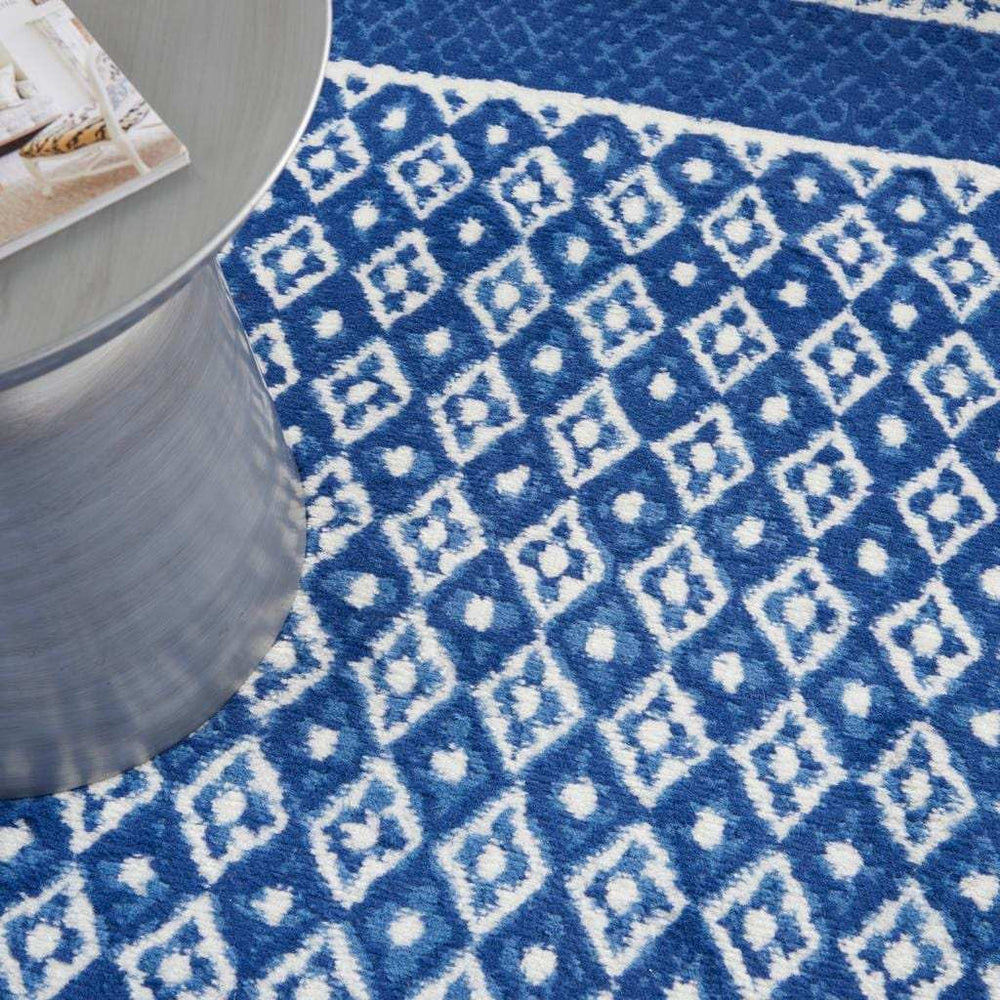 4' X 6' Navy Blue Geometric Dhurrie Area Rug - Homeroots - Flyclothing LLC