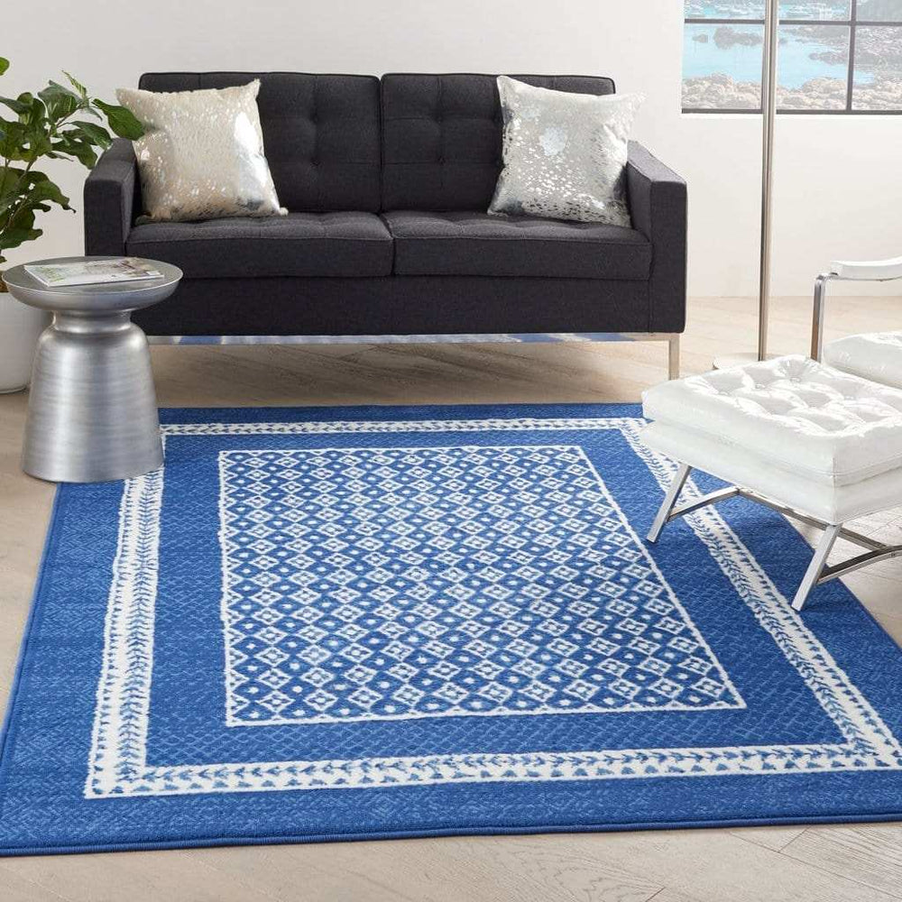 4' X 6' Navy Blue Geometric Dhurrie Area Rug - Homeroots - Flyclothing LLC