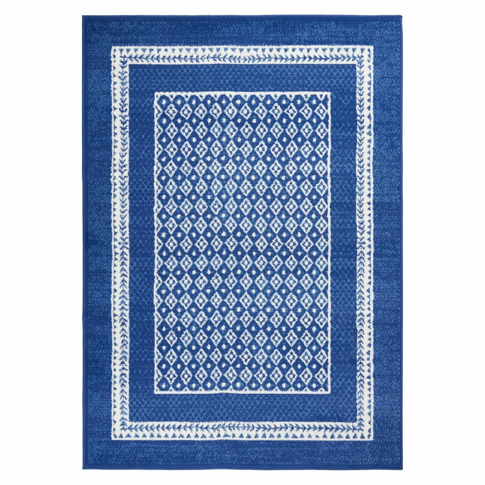 4' X 6' Navy Blue Geometric Dhurrie Area Rug - Homeroots - Flyclothing LLC