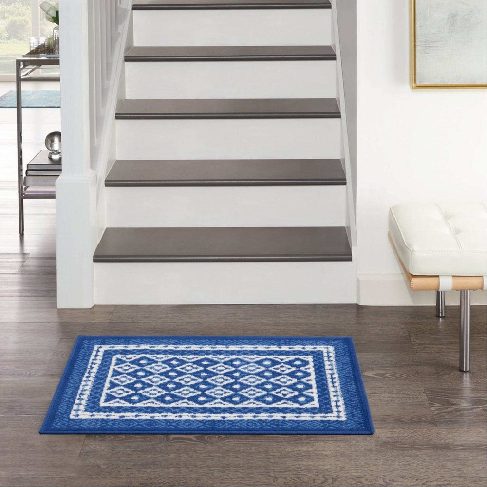 5' X 7' Navy Blue Geometric Dhurrie Area Rug - Homeroots - Flyclothing LLC
