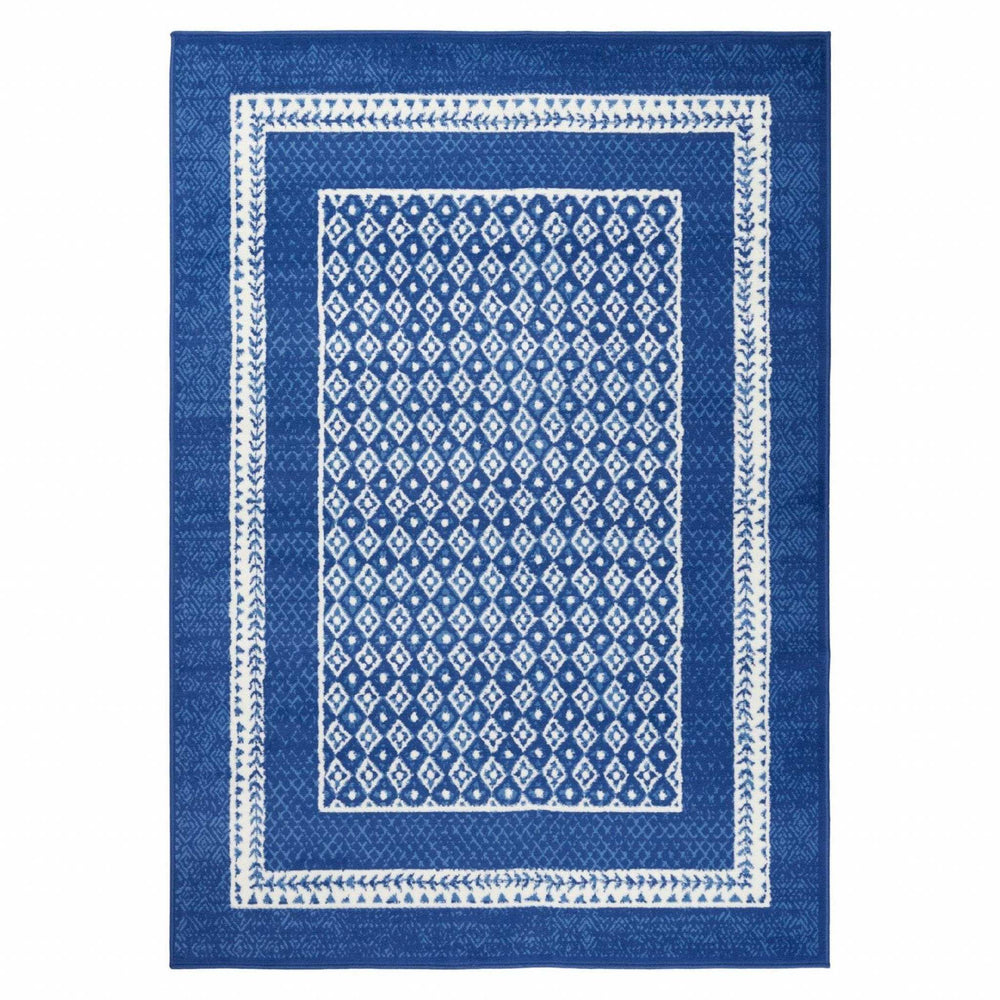 5' X 7' Navy Blue Geometric Dhurrie Area Rug - Homeroots - Flyclothing LLC