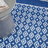 5' X 7' Navy Blue Geometric Dhurrie Area Rug - Homeroots - Flyclothing LLC