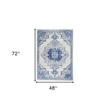 4' X 6' Navy Blue Floral Dhurrie Area Rug - Homeroots - Flyclothing LLC