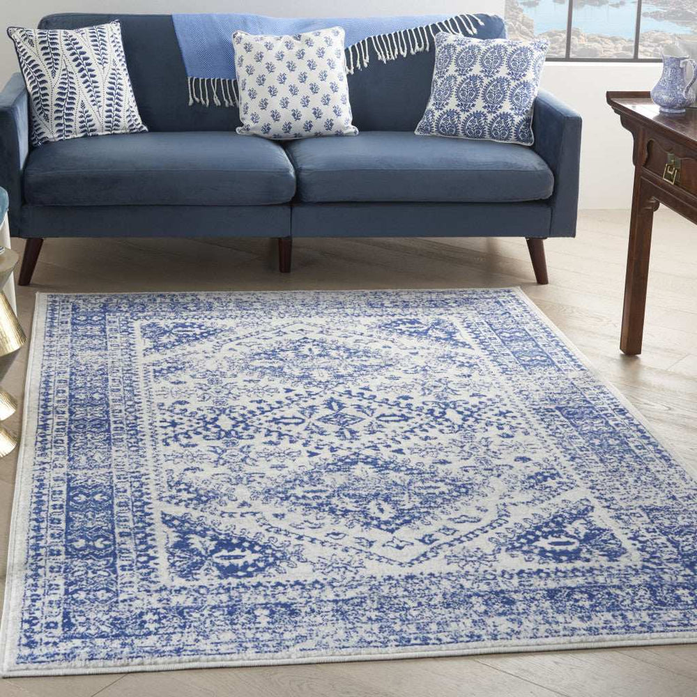 6' X 9' Navy Blue Geometric Dhurrie Area Rug - Homeroots - Flyclothing LLC