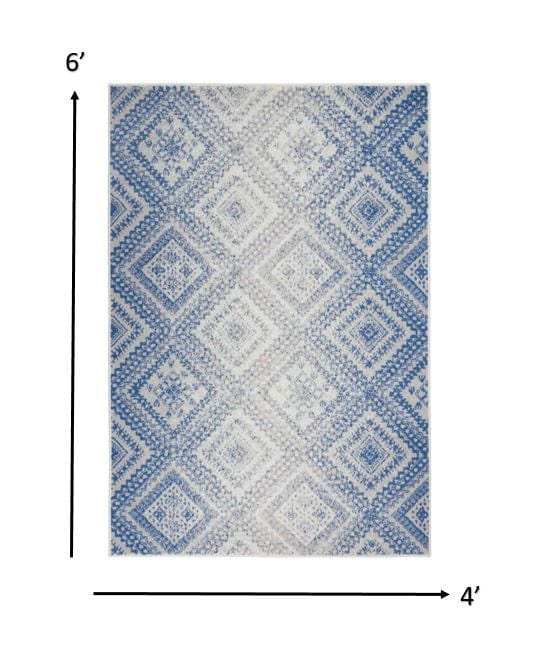 4' X 6' Light Blue Geometric Dhurrie Area Rug - Homeroots - Flyclothing LLC