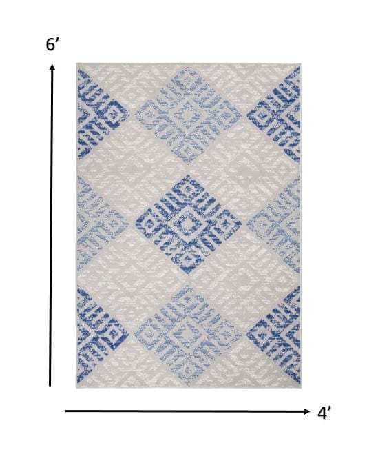 4' X 6' Blue Gray Geometric Dhurrie Area Rug - Homeroots - Flyclothing LLC