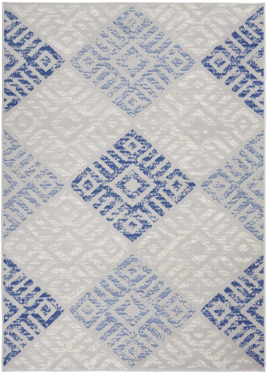 5' X 7' Blue Gray Geometric Dhurrie Area Rug - Homeroots - Flyclothing LLC