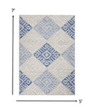 5' X 7' Blue Gray Geometric Dhurrie Area Rug - Homeroots - Flyclothing LLC
