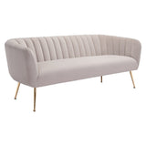 70" Beige Velvet Sofa With Gold Legs - Homeroots - Flyclothing LLC