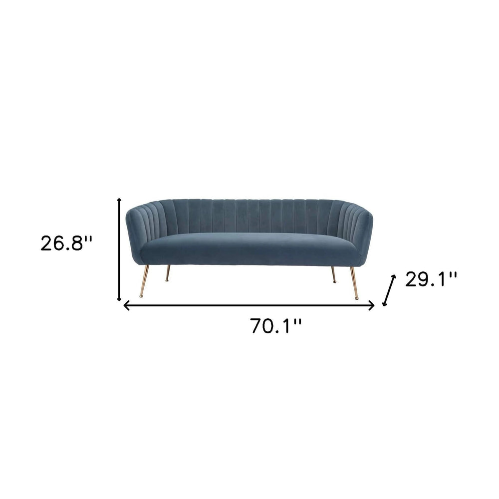 70" Gray Velvet Sofa With Gold Legs - Homeroots - Flyclothing LLC