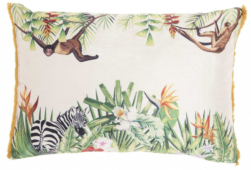 Multicolor Jungle Art Lumbar Pillow - Homeroots - Flyclothing LLC