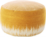 20" Yellow and White Cotton Round Abstract Pouf Ottoman - Homeroots - Flyclothing LLC