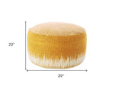 20" Yellow and White Cotton Round Abstract Pouf Ottoman - Homeroots - Flyclothing LLC