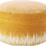 20" Yellow and White Cotton Round Abstract Pouf Ottoman - Homeroots - Flyclothing LLC