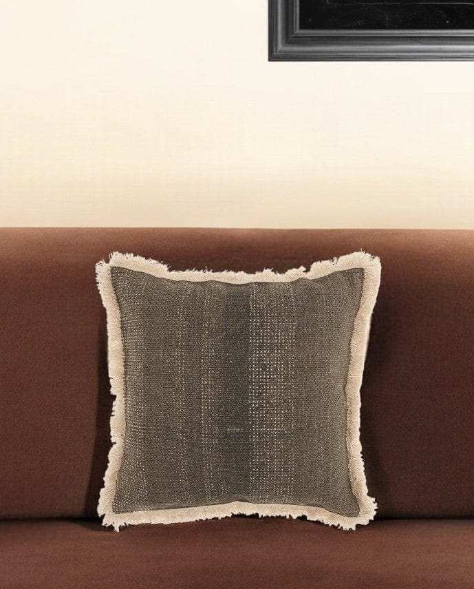 Textured Cotton Charcoal Accent Throw Pillow - Homeroots - Flyclothing LLC