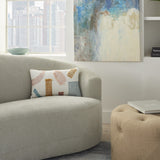 12" X 20" Beige Blue and Ivory Geometric Cotton Throw Pillow With Textured Appliques - Homeroots - Flyclothing LLC