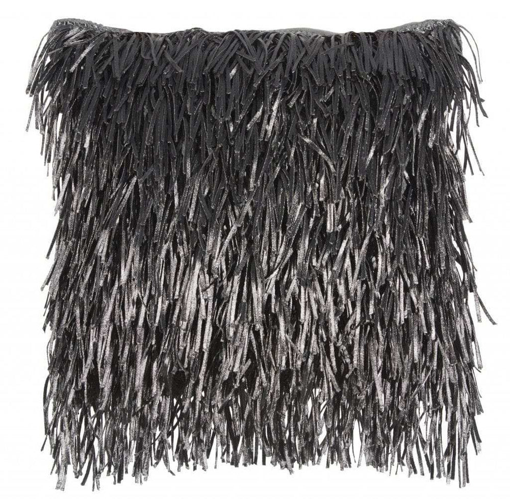 Unique Pewter Grey Shag Accent Pillow - Homeroots - Flyclothing LLC