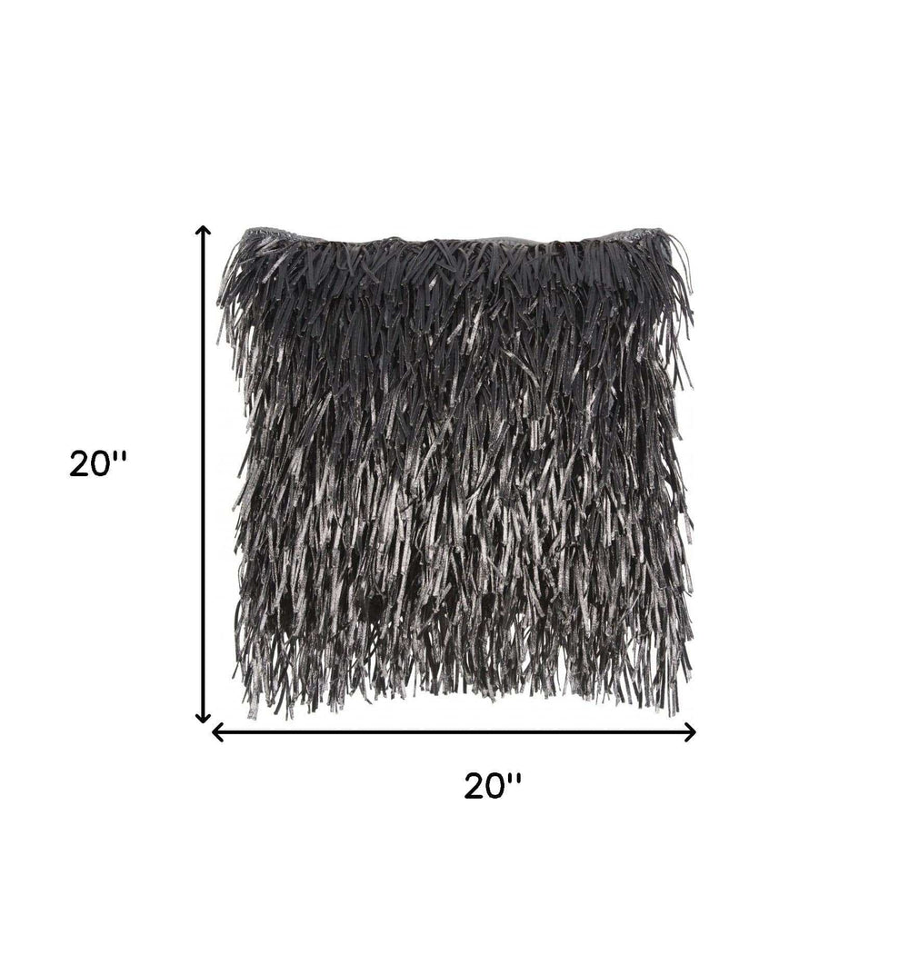 Unique Pewter Grey Shag Accent Pillow - Homeroots - Flyclothing LLC