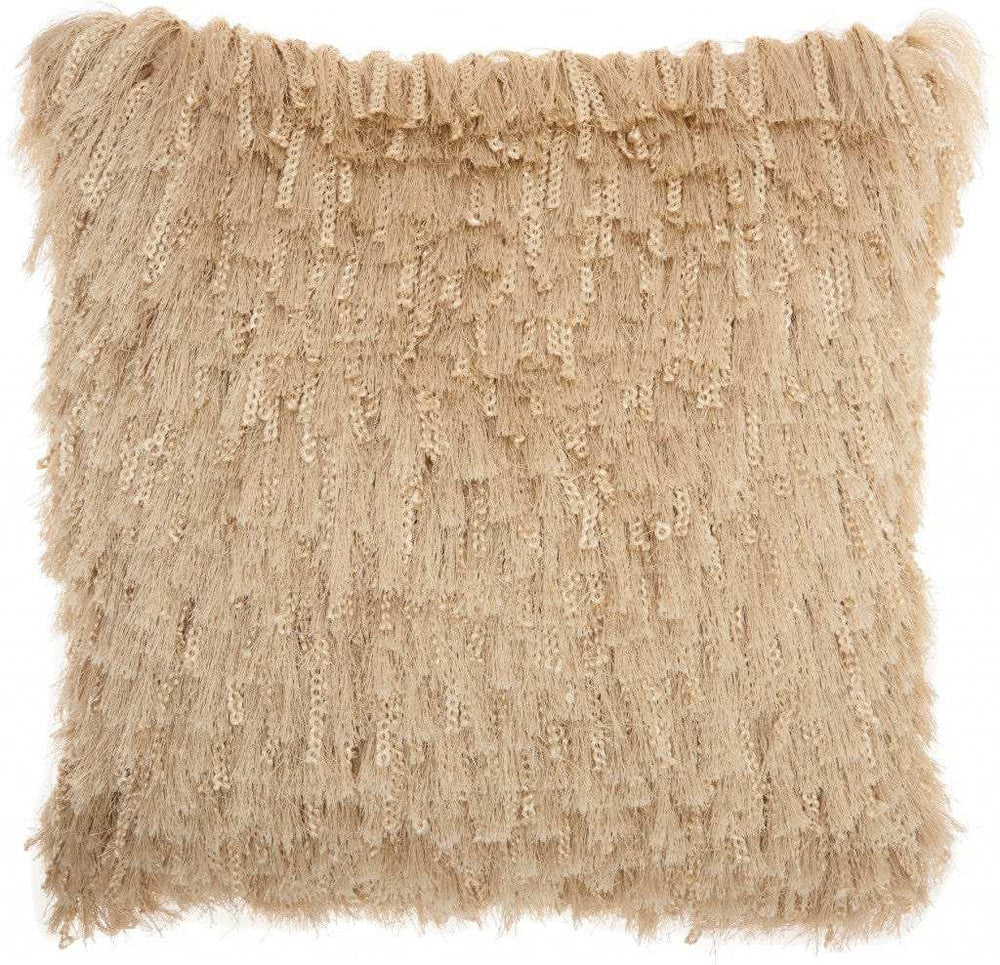 Soft Beige Shag Accent Pillow - Homeroots - Flyclothing LLC