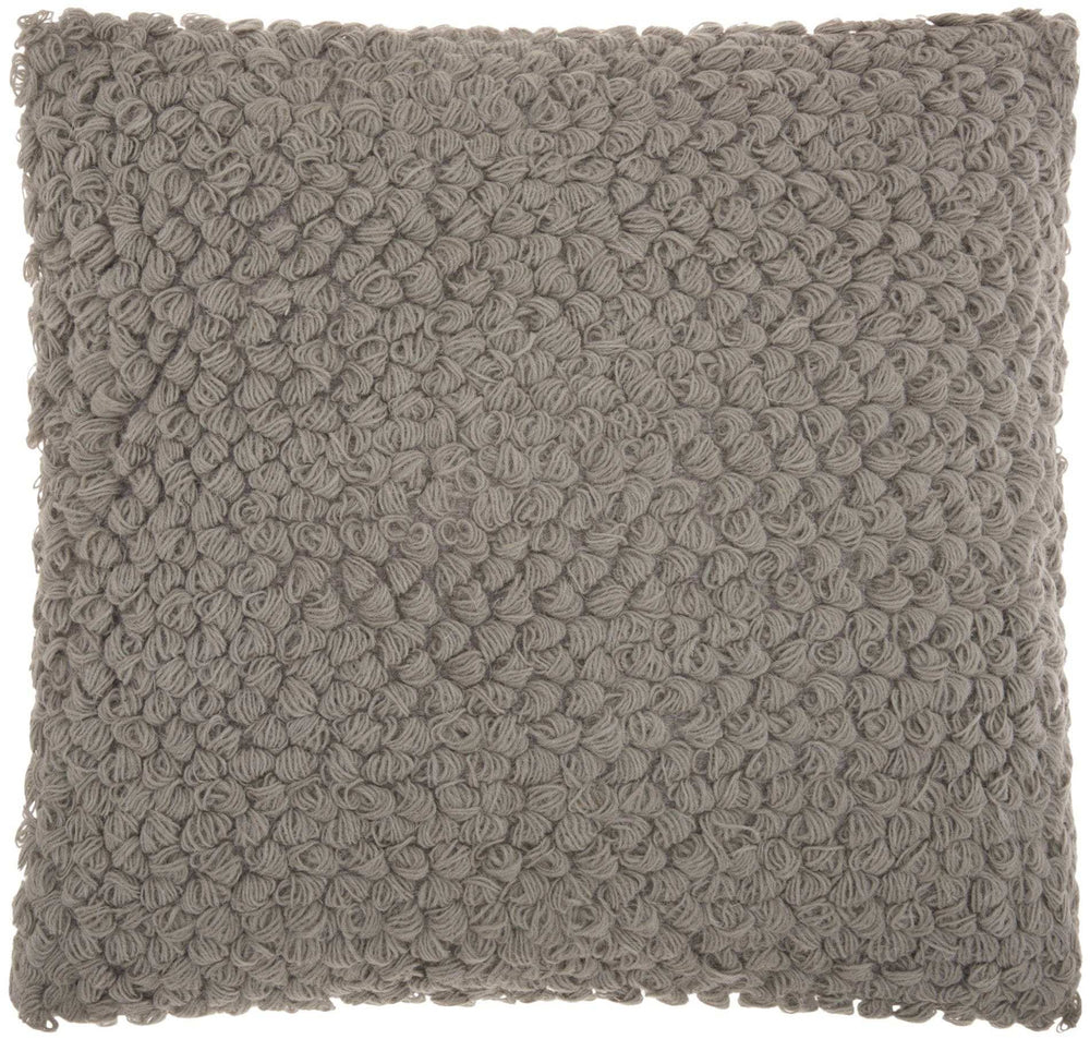 Curly Loops Light Gray Wool Cotton Blend Throw Pillow - Homeroots - Flyclothing LLC