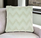 Boho Seafoam Green Textural Chevron Throw Pillow - Homeroots - Flyclothing LLC