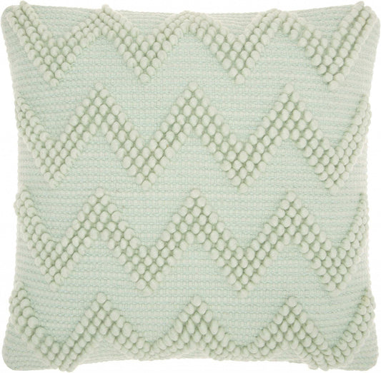 Boho Seafoam Green Textural Chevron Throw Pillow - Homeroots - Flyclothing LLC