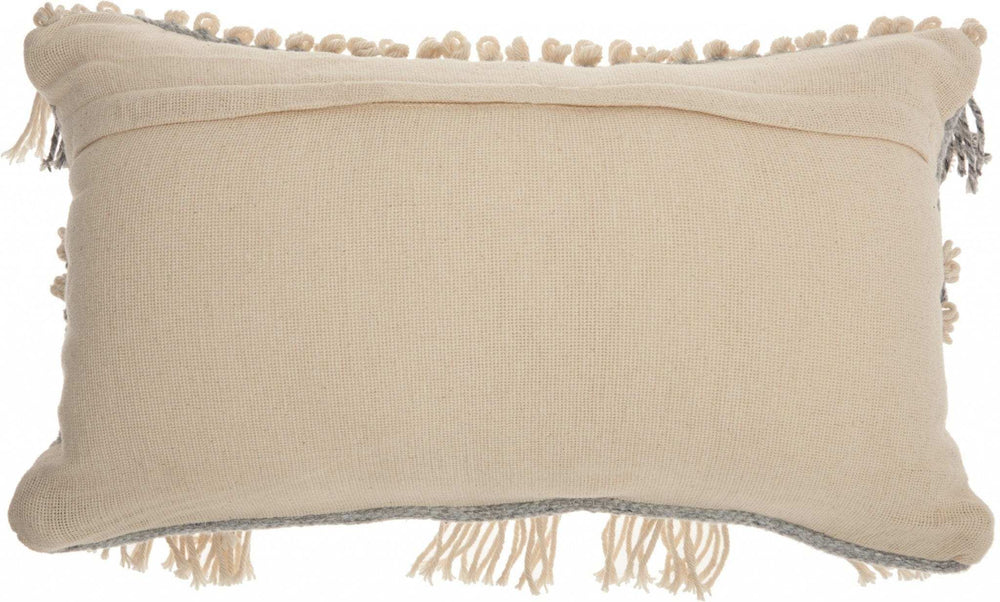 Blue And White Macrame Lumbar Pillow - Homeroots - Flyclothing LLC