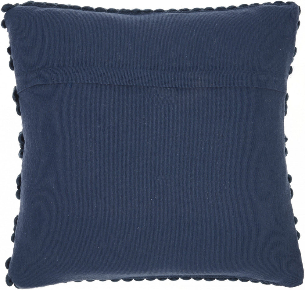 Xl Dark Blue Pom-Pom Detailed Throw Pillow - Homeroots - Flyclothing LLC