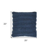 Xl Dark Blue Pom-Pom Detailed Throw Pillow - Homeroots - Flyclothing LLC