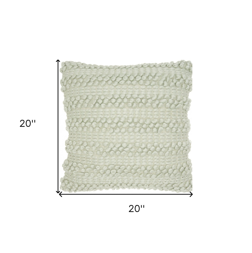 20" Mint Green Striped Throw Pillow With Texture - Homeroots - Flyclothing LLC