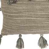 13" X 33" Gray Polyester Blend Throw Pillow With Tassels - Homeroots