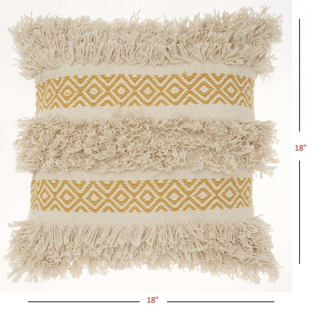 Mustard Diamond Patterned Throw Pillow - Homeroots - Flyclothing LLC