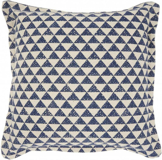 Indigo And Ivory Triangle Design Throw Pillow - Homeroots - Flyclothing LLC