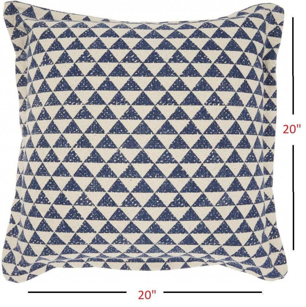 Indigo And Ivory Triangle Design Throw Pillow - Homeroots - Flyclothing LLC