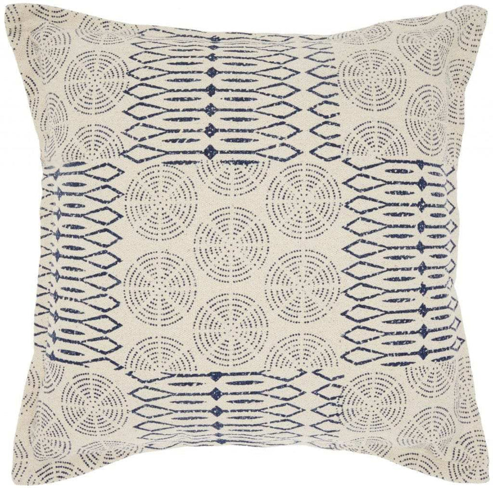Indigo And Ivory Geometric Throw Pillow - Homeroots - Flyclothing LLC